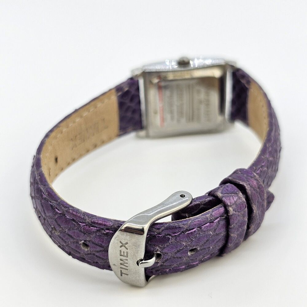 La Mer Collection Women's Watch 22MM White Dial Purple Leather Bands New Battery - Picture 8 of 14
